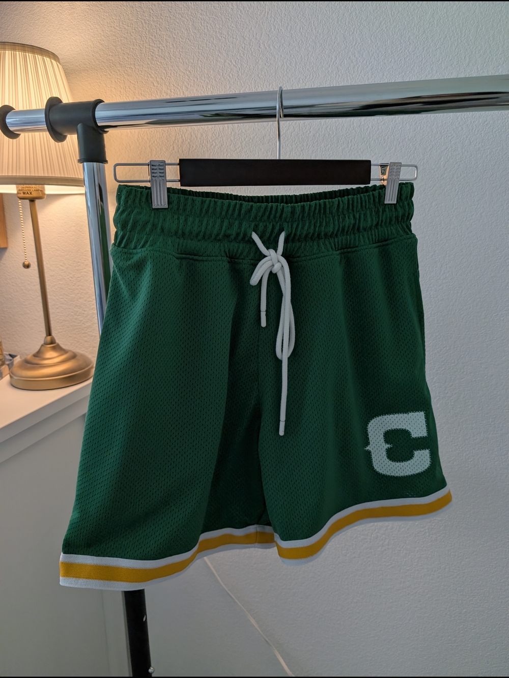 Men's/ Women's Green Athletic Mesh Shorts with Contrast Trim